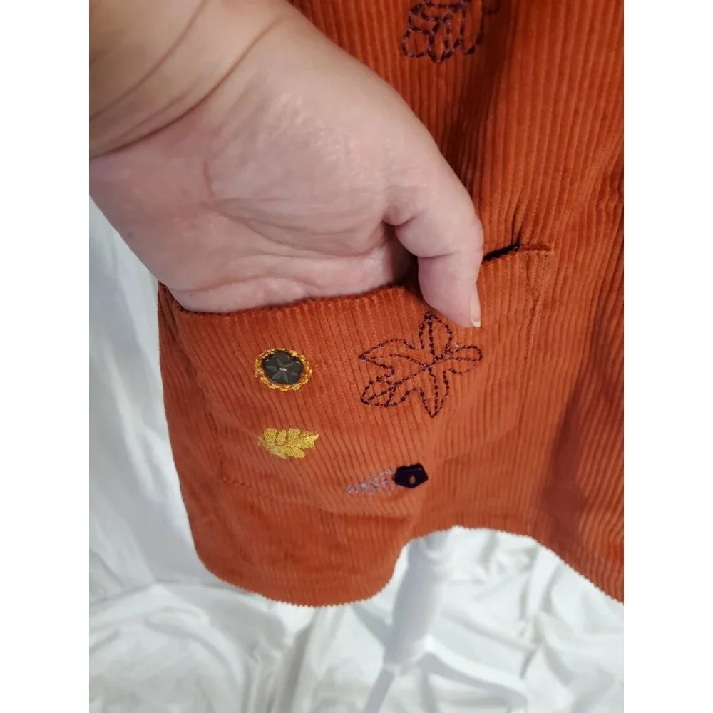 Baxter & Wells Corduroy Fall Vest Cottage Core Autumn Burnt Orange Size 2XL - Picture 5 of 16